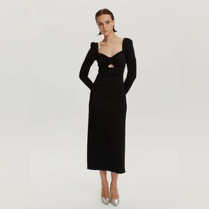 Nocturne Black Heart 🖤 Cutout Midi Long Sleeve Dress NWT M